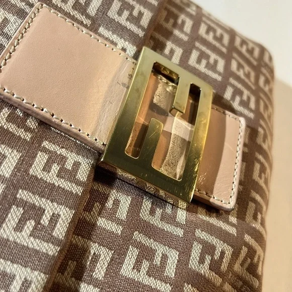Authentic EUC FENDI Zucchino Monogram Pink Gold Crossbody/ Shoulder Bag